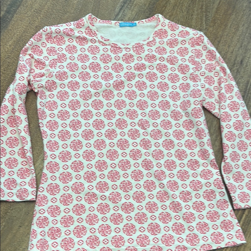 J. McLaughlin Pink and Cream Patterned Top